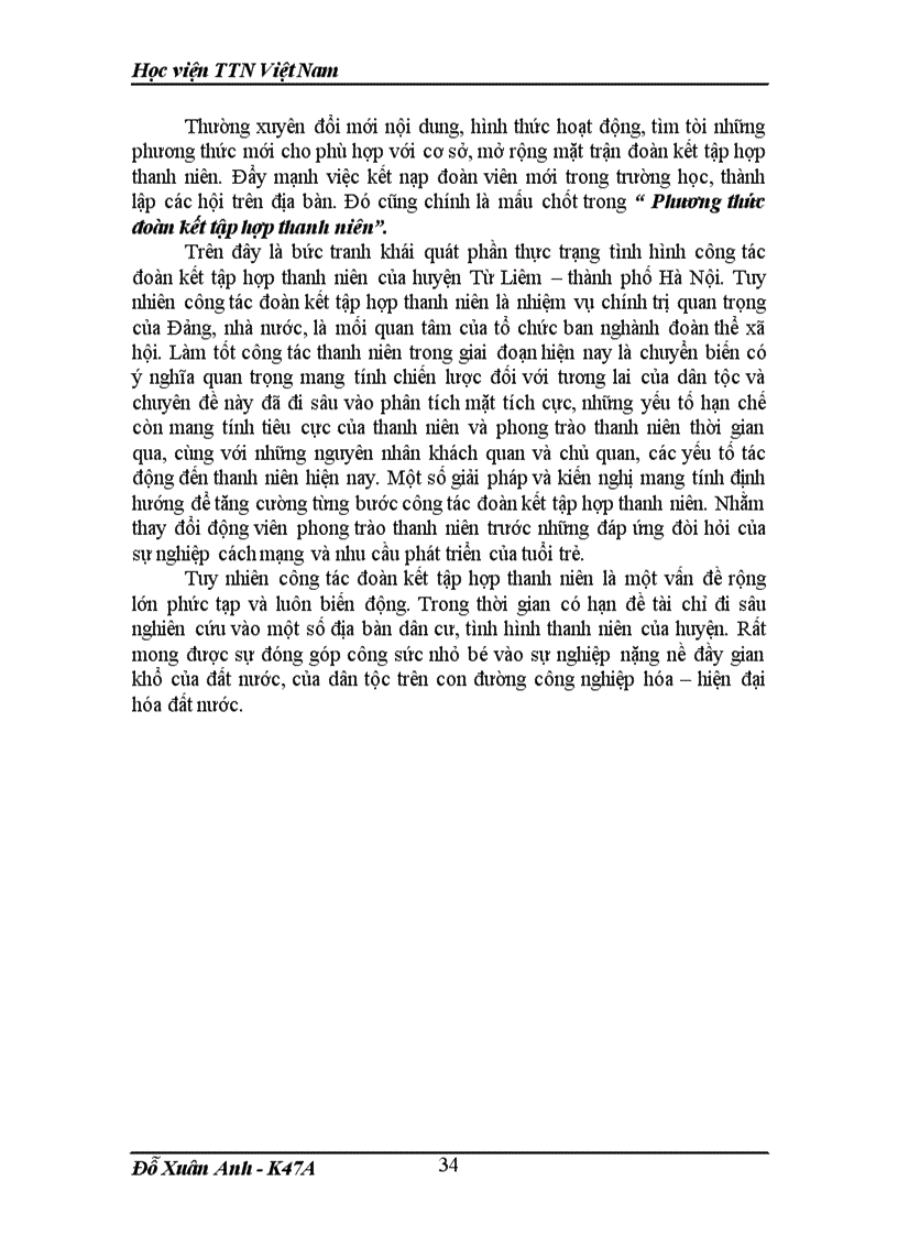 image for page Công tác đoàn kết tập hợp thanh niên trên địa bàn huyện Từ Liêm thành phố Hà Nội