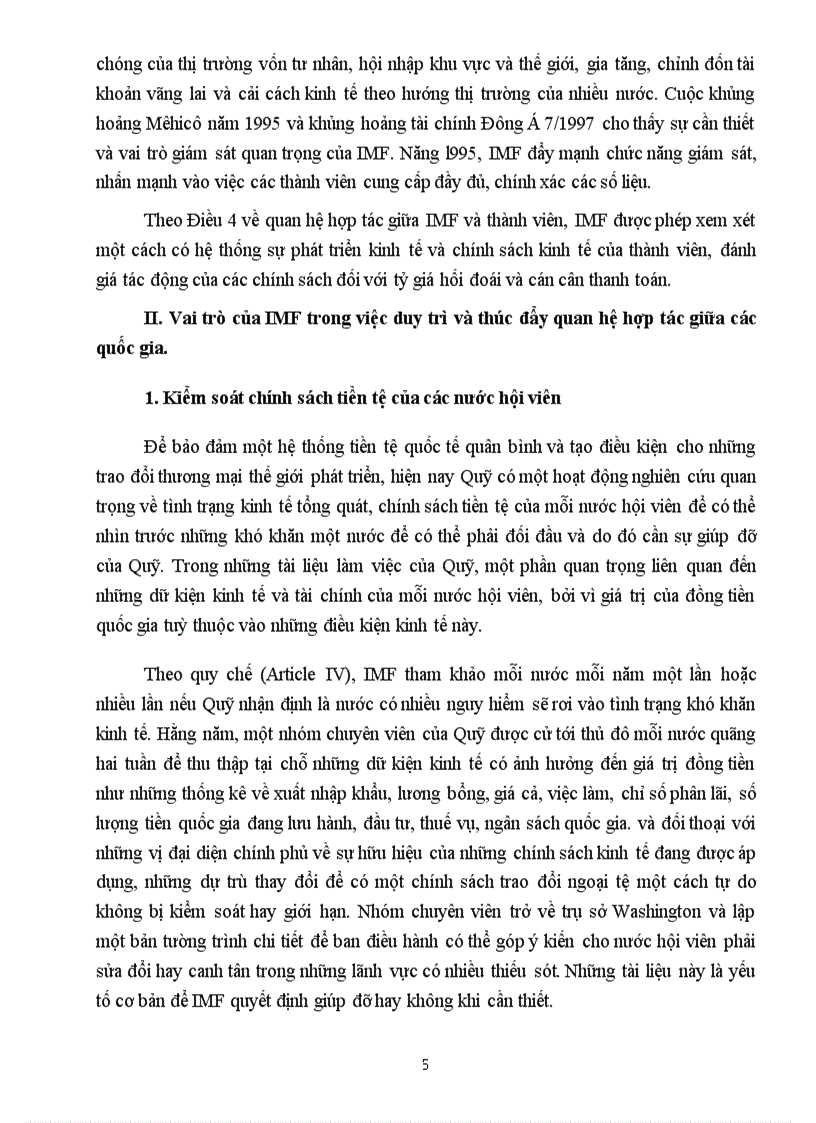 image for page Phân tích và làm sáng rõ vai trò của IMF trong viec duy trì và thúc đẩy quan hệ hợp tác giữa các quốc gia