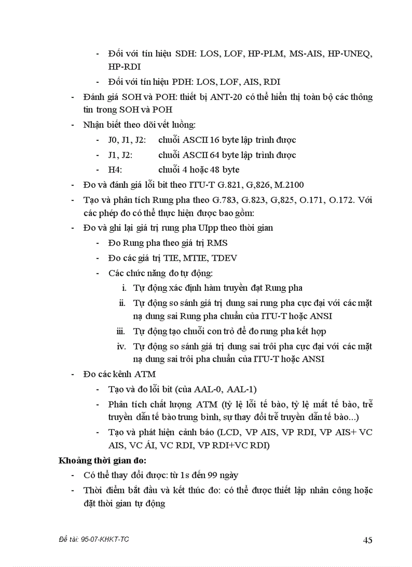 image for page Xây dựng tiêu chuẩn về rung pha và trôi pha jitter and wander cho giao diện số theo phân cấp đồng bộ pdh và sdh