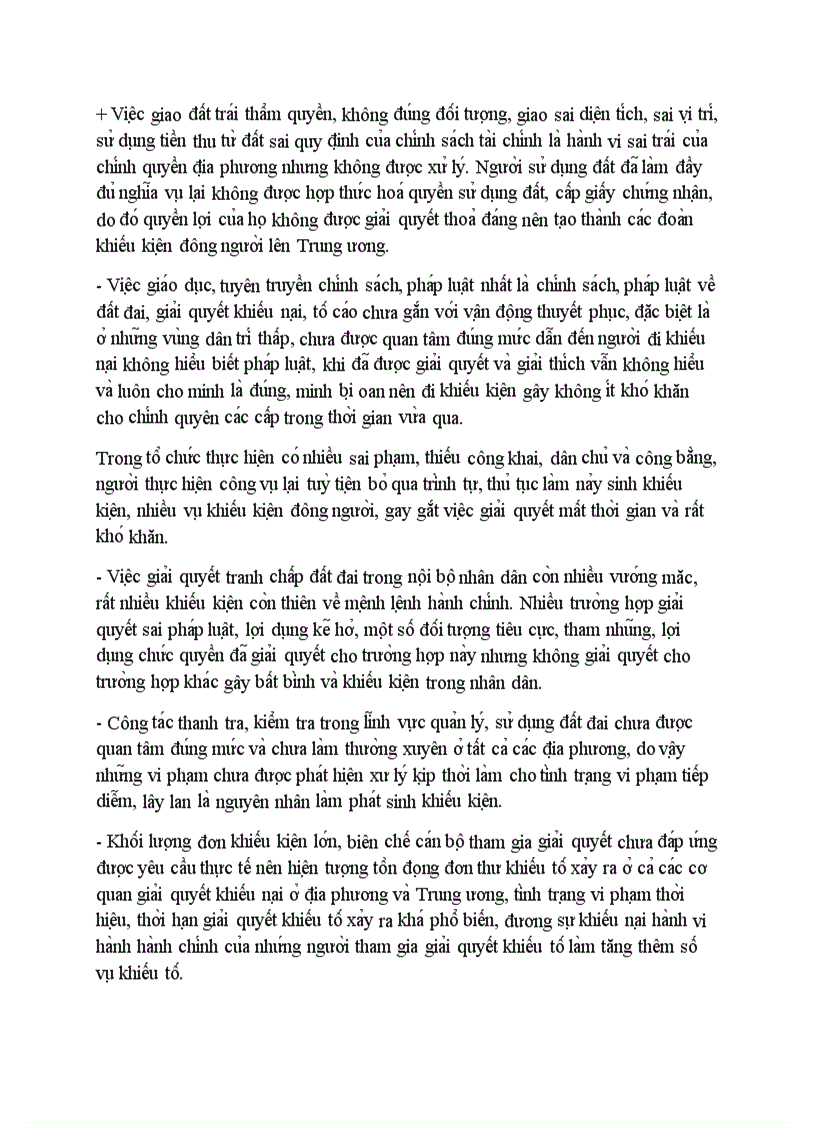 image for page Thực trạng công tác giải quyết khiếu nại tố cáo về đất đai kiến nghị