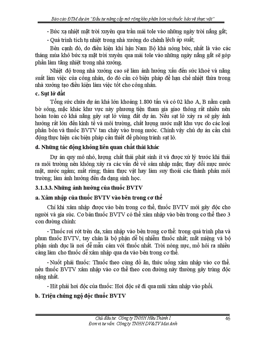 image for page Báo cáo ĐTM dự án Đầu tư nâng cấp mở rộng kho phân bón và thuốc bảo vệ thực vật