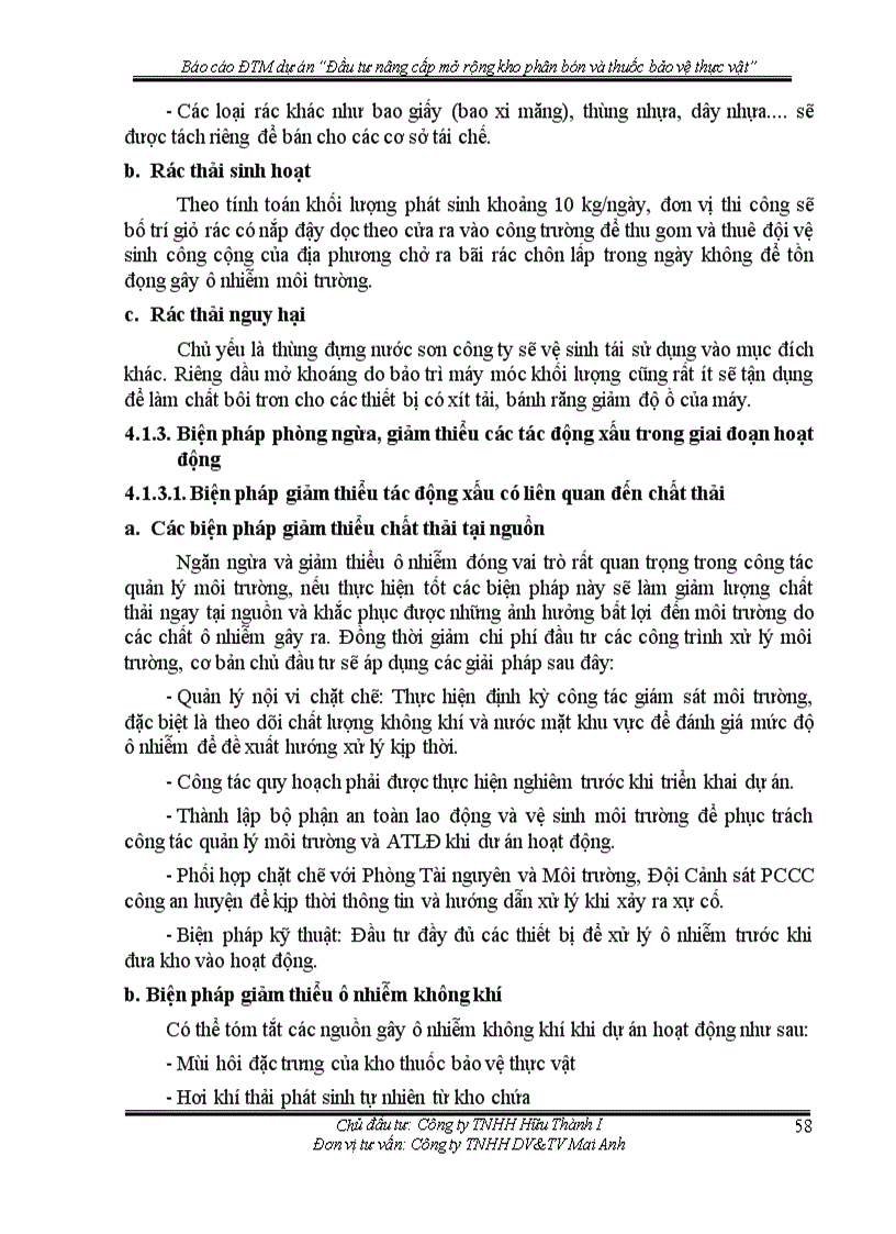 image for page Báo cáo ĐTM dự án Đầu tư nâng cấp mở rộng kho phân bón và thuốc bảo vệ thực vật
