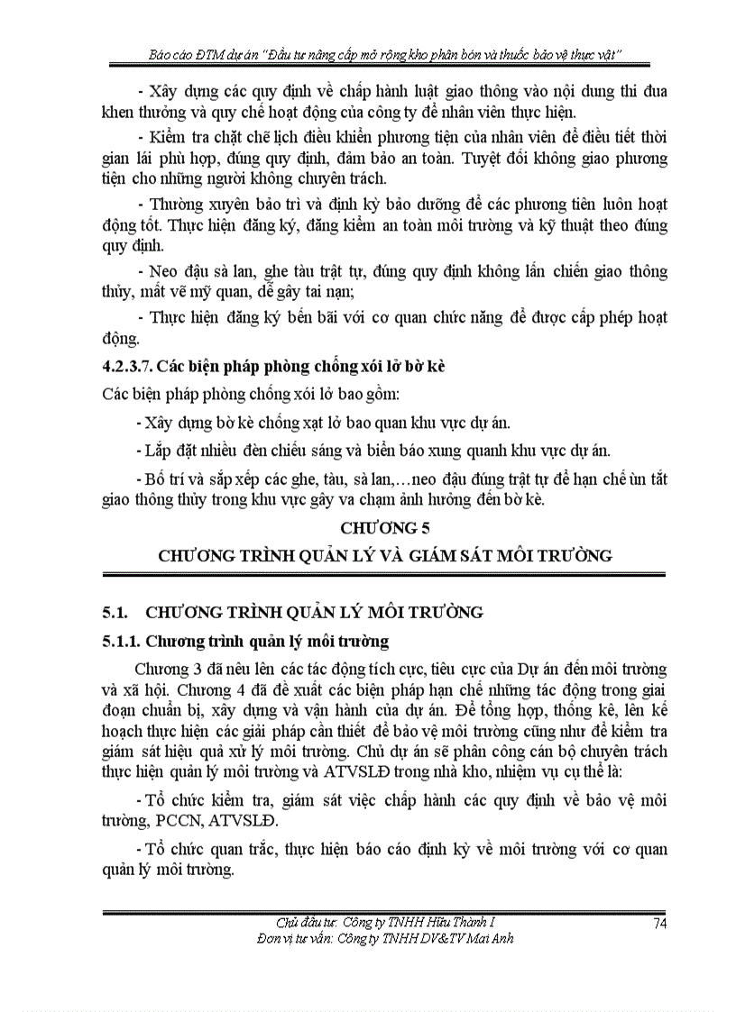 image for page Báo cáo ĐTM dự án Đầu tư nâng cấp mở rộng kho phân bón và thuốc bảo vệ thực vật