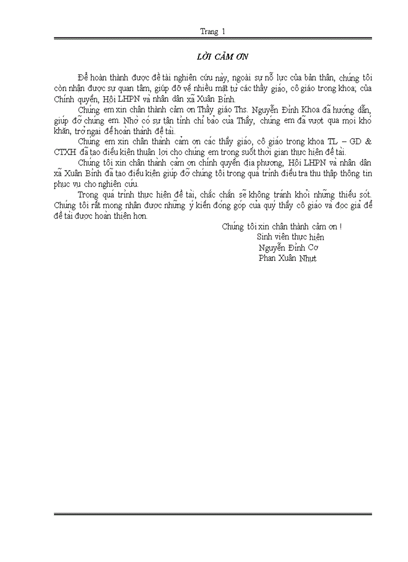 image for page Hiệu quả của một số chính sách hỗ trợ cho phụ nữ nông thôn phát triển kinh tế Nghiên cứu tại xã Xuân Bình Sông cầu Phú Yên