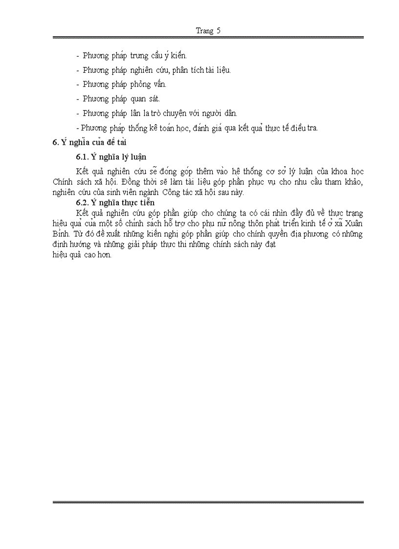 image for page Hiệu quả của một số chính sách hỗ trợ cho phụ nữ nông thôn phát triển kinh tế Nghiên cứu tại xã Xuân Bình Sông cầu Phú Yên