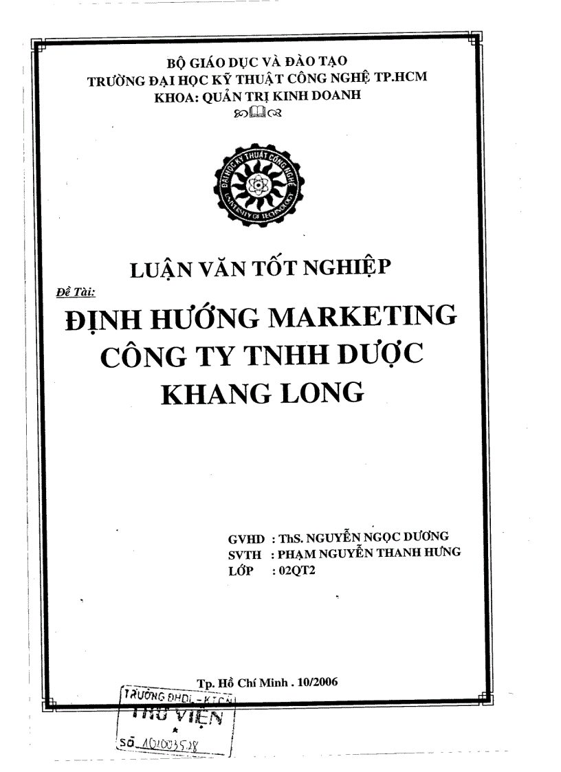 Định hướng marketing công ty TNHH Dược Khang Long