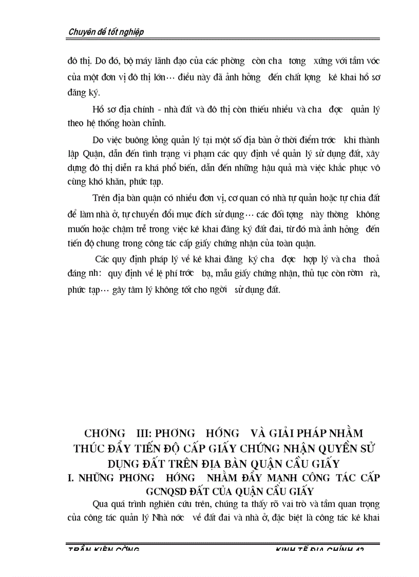 image for page Thực trạng và Giải pháp nhằm thúc đẩy việc cấp giấy chứng nhận quyền sử dụng đất trên địa bàn quận Cầu Giấy thành phố Hà Nội