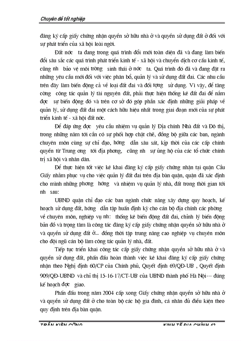 image for page Thực trạng và Giải pháp nhằm thúc đẩy việc cấp giấy chứng nhận quyền sử dụng đất trên địa bàn quận Cầu Giấy thành phố Hà Nội