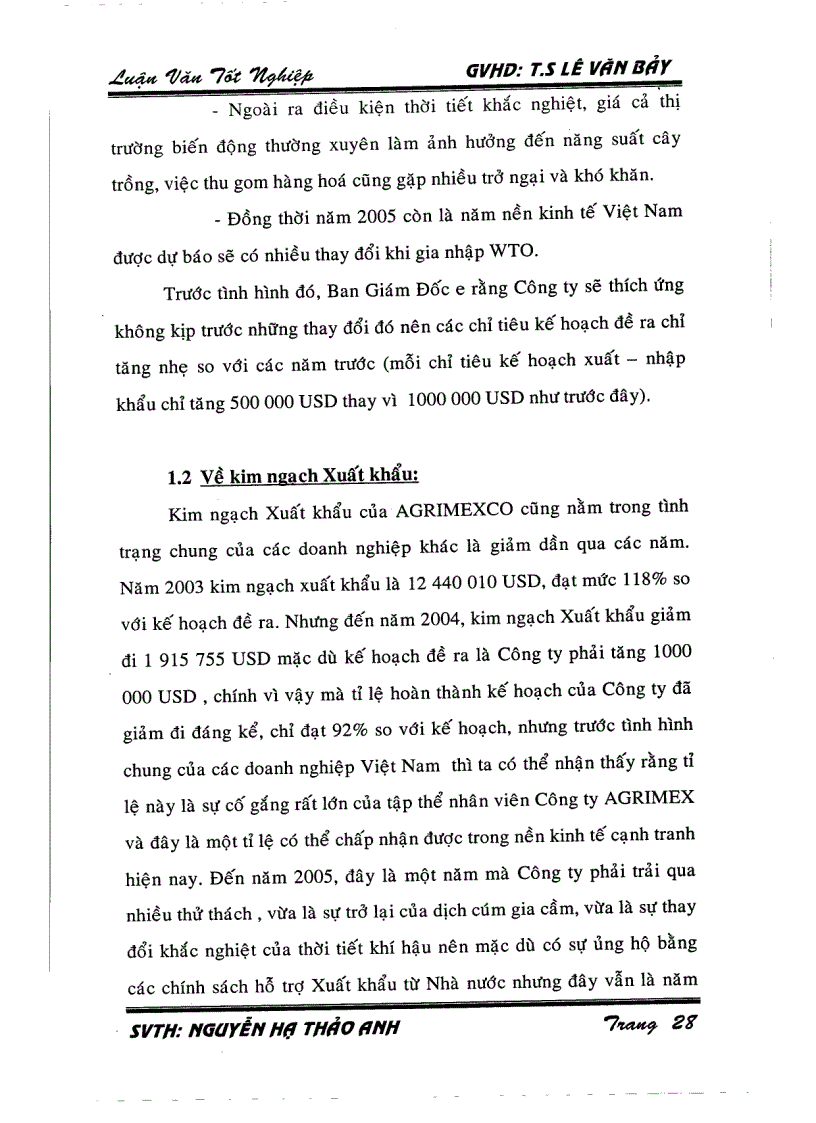 image for page Phân tích tình hình kinh doanh xuất nhập khẩu của công ty Agrimexco trong những năm gần đây 2003 2005