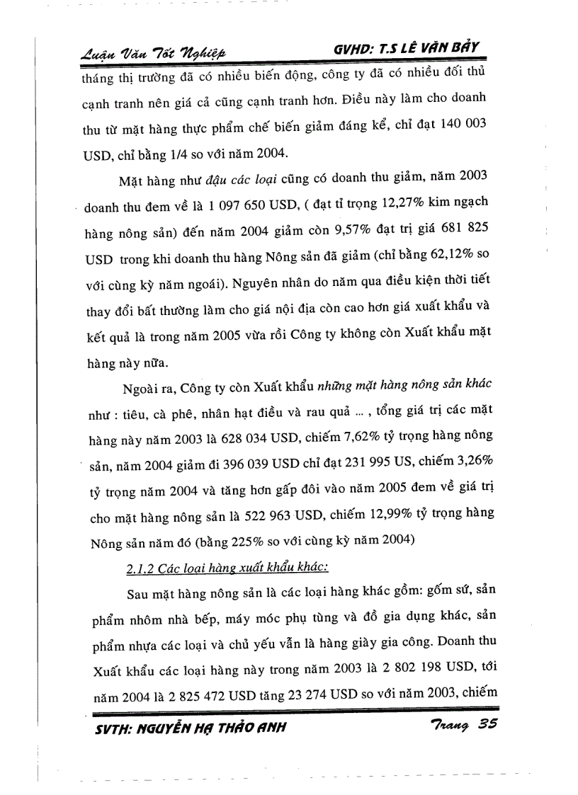 image for page Phân tích tình hình kinh doanh xuất nhập khẩu của công ty Agrimexco trong những năm gần đây 2003 2005