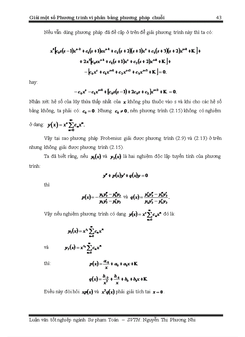 image for page Giải một số phương trình vi phân bằng phương pháp chuỗi