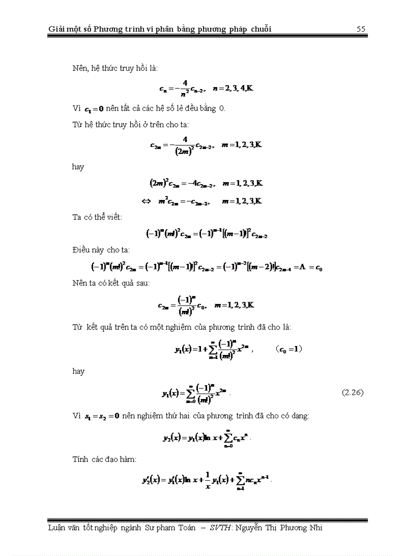 image for page Giải một số phương trình vi phân bằng phương pháp chuỗi