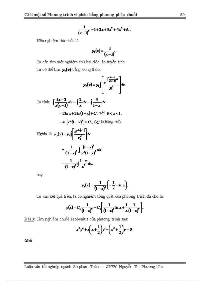 image for page Giải một số phương trình vi phân bằng phương pháp chuỗi