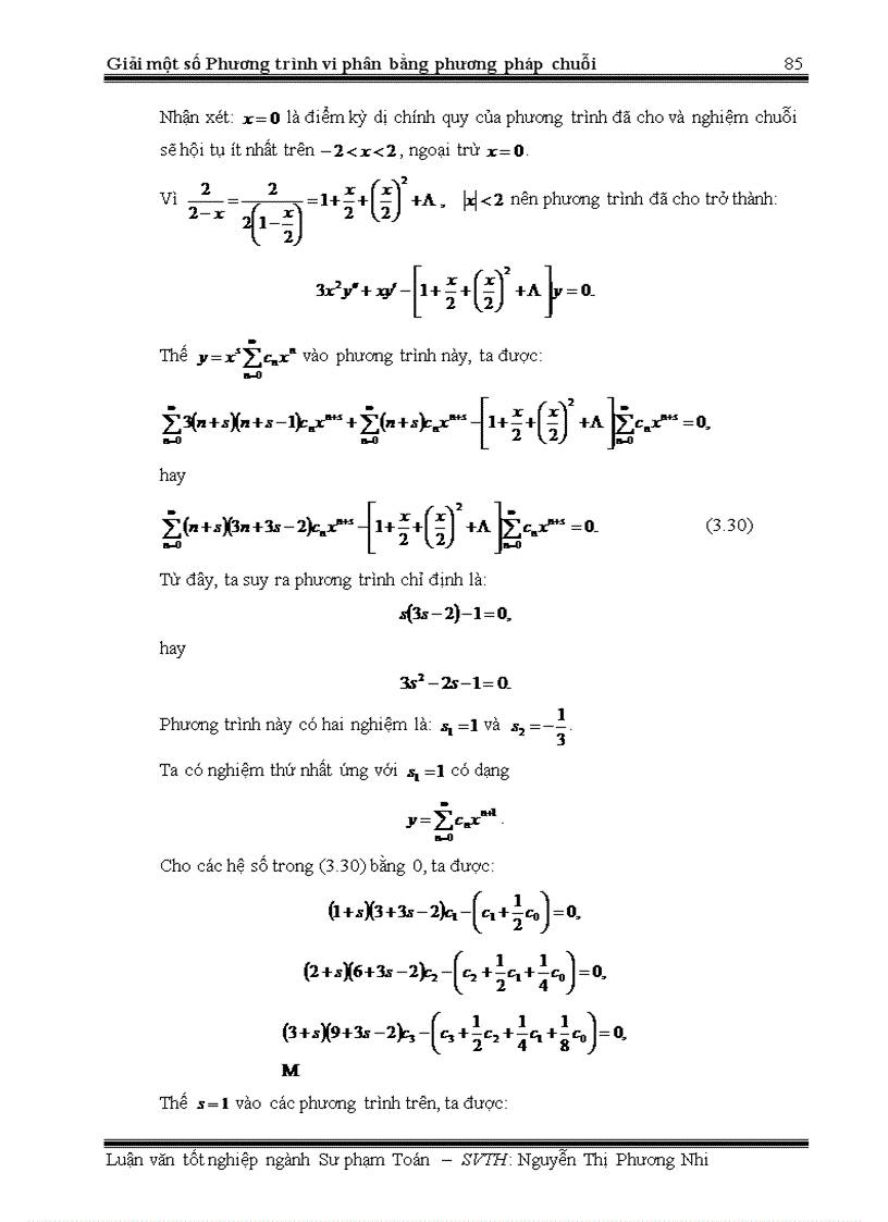 image for page Giải một số phương trình vi phân bằng phương pháp chuỗi