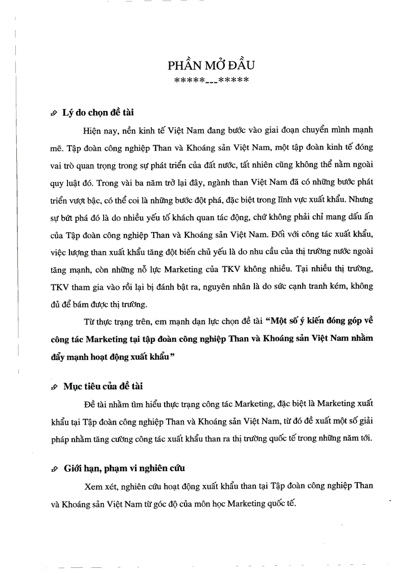 image for page Một số ý kiến đóng góp về công tác Marketing tại tập đoàn công nghiệp than và khoáng sản Việt Nam nhằm đẩy mạnh hoạt động xuất khẩu