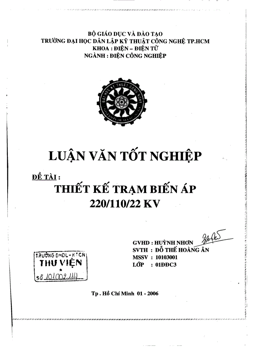 image for page Thiết kế trạm biến áp 220 110 22kV