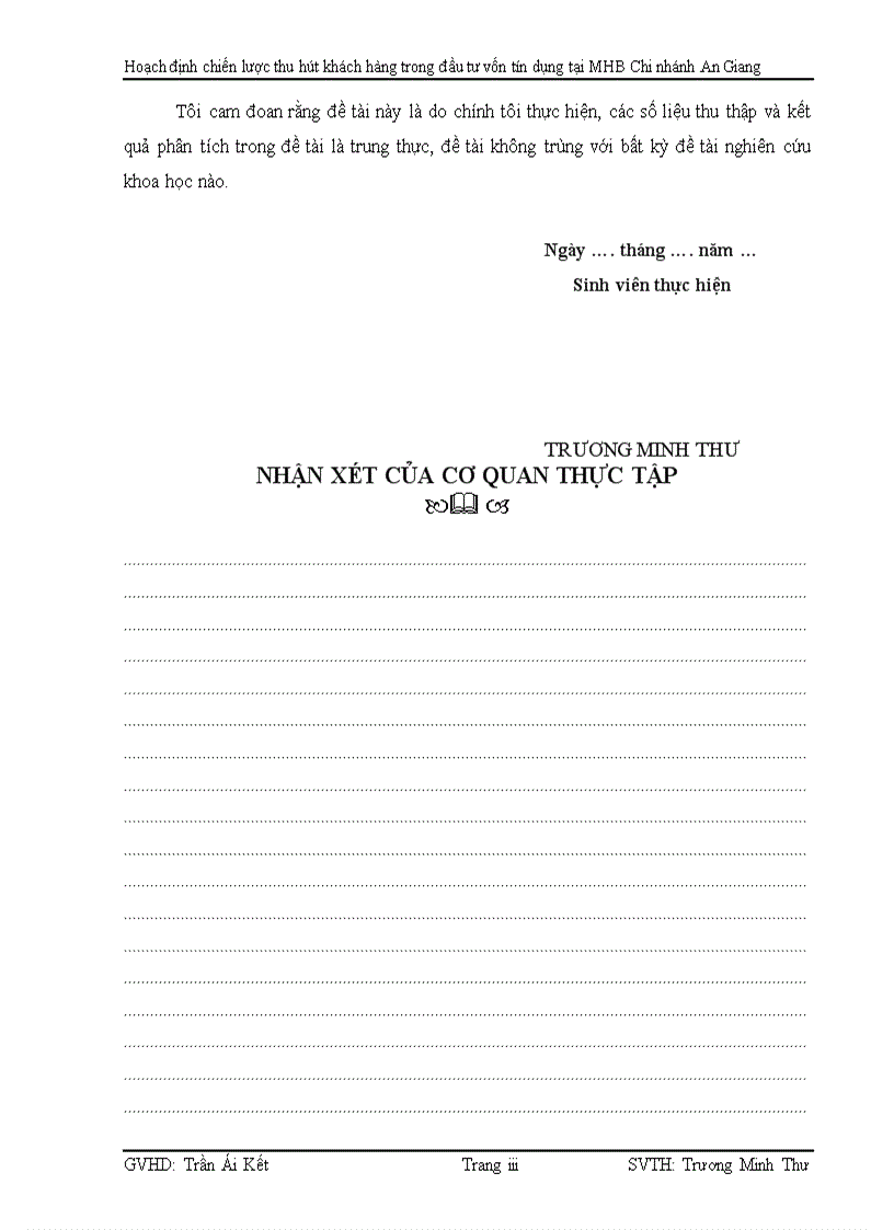 Hoạch định chiến lược thu hút khách hàng trong đầu tư vốn tín dụng tại Ngân hàng phát triển nhà Đồng bằng sông Cửu Long Chi nhánh An Giang