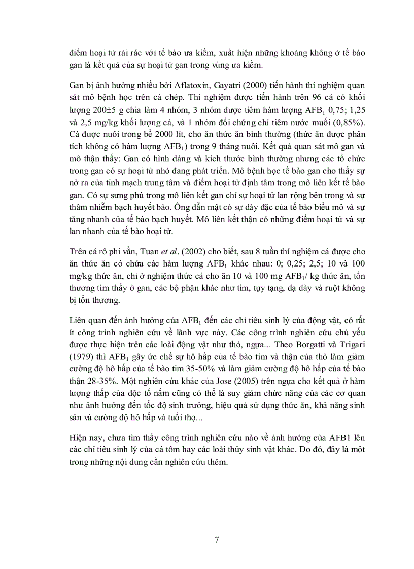 image for page Ảnh hưởng của Aflatoxin lên tỉ lệ sống và tốc độ tăng trưởng cá tra Pangasius hypophthalmus