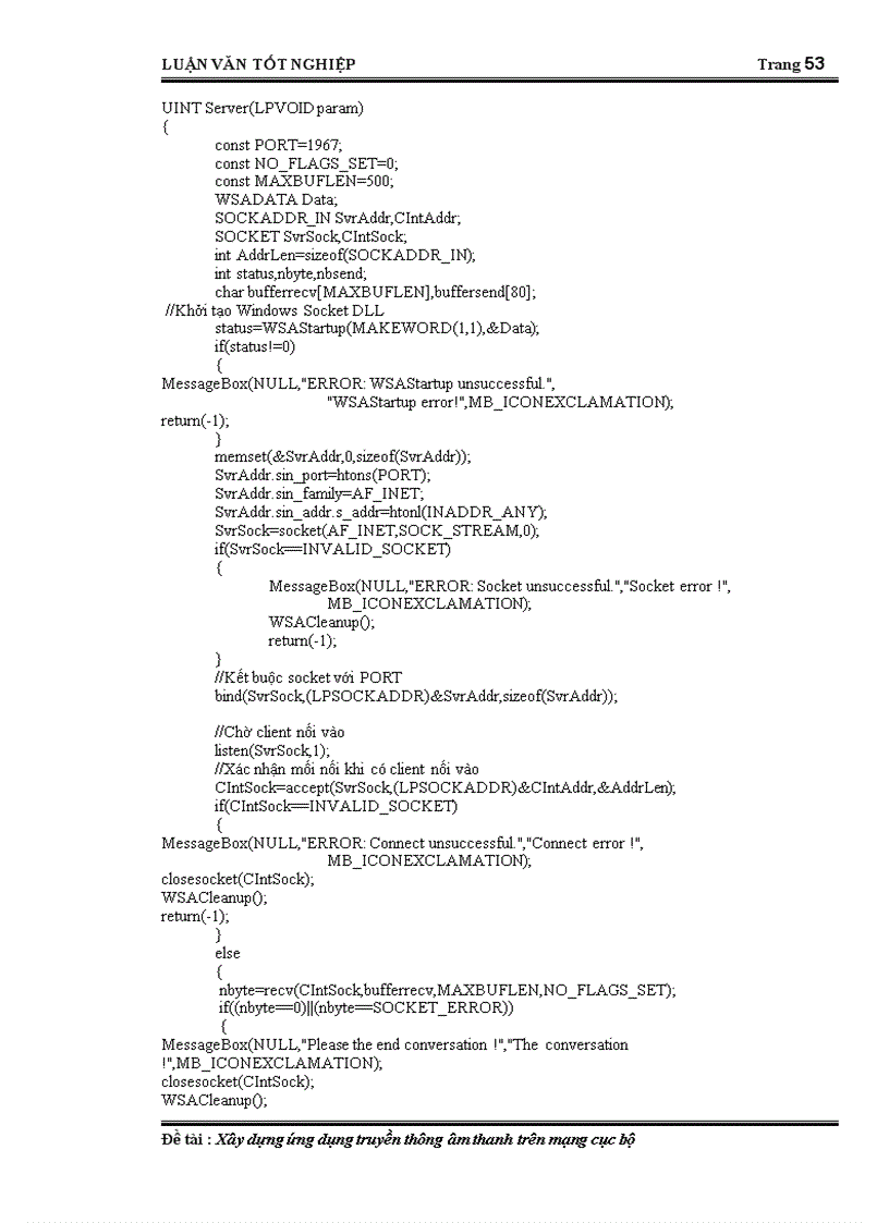 image for page Xây dựng thử nghiệm một hệ thống cho phép trao đổi thông tin bằng tiếng nói thoại tương tác điểm điểm trên mạng LAN