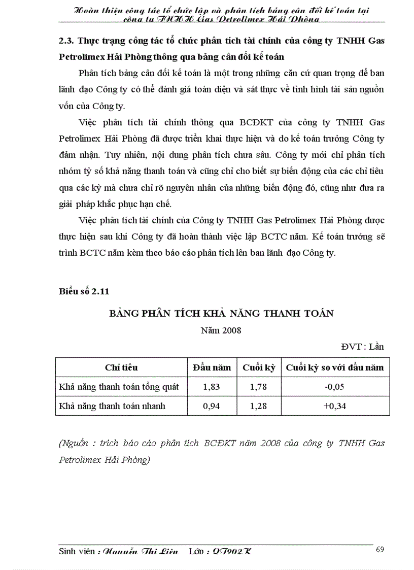 image for page Hoàn thiện công tác tổ chức lập và phân tích bảng cân đối kế toán tại công ty TNHH Gas Petrolimex Hải Phòng