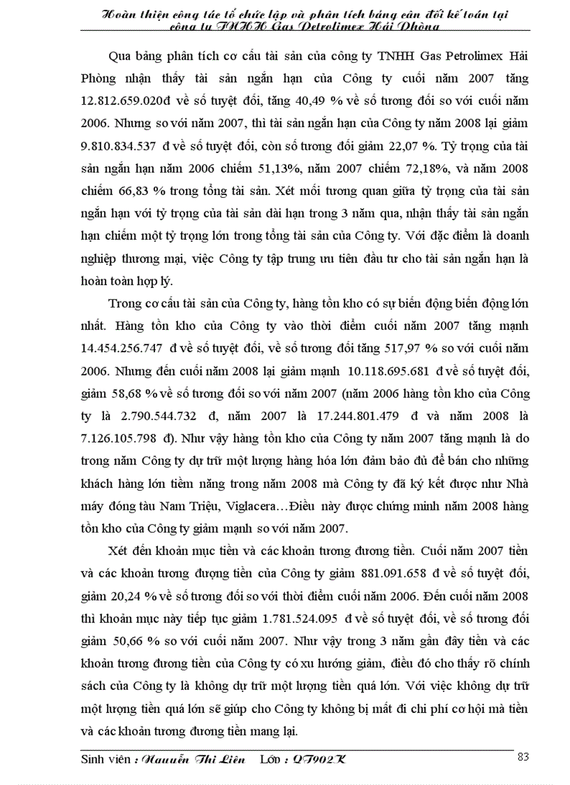 image for page Hoàn thiện công tác tổ chức lập và phân tích bảng cân đối kế toán tại công ty TNHH Gas Petrolimex Hải Phòng