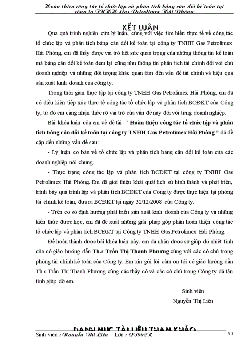 image for page Hoàn thiện công tác tổ chức lập và phân tích bảng cân đối kế toán tại công ty TNHH Gas Petrolimex Hải Phòng
