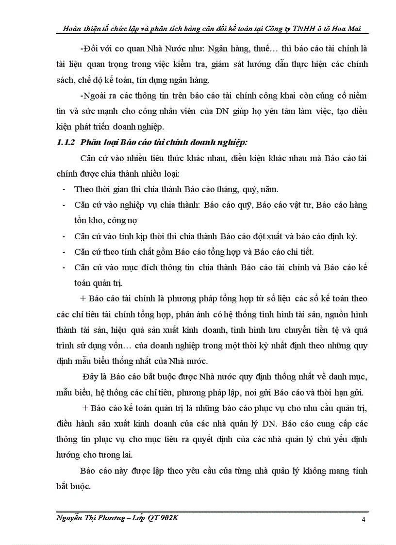 image for page Hoàn thiện tổ chức lập và phân tích bảng cân đối kế toán tại Công ty TNHH ôtô Hoa Mai