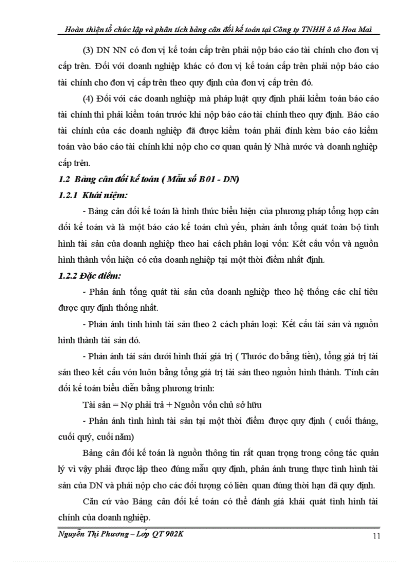 image for page Hoàn thiện tổ chức lập và phân tích bảng cân đối kế toán tại Công ty TNHH ôtô Hoa Mai