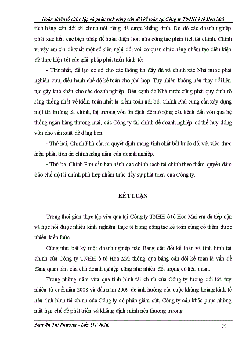 image for page Hoàn thiện tổ chức lập và phân tích bảng cân đối kế toán tại Công ty TNHH ôtô Hoa Mai