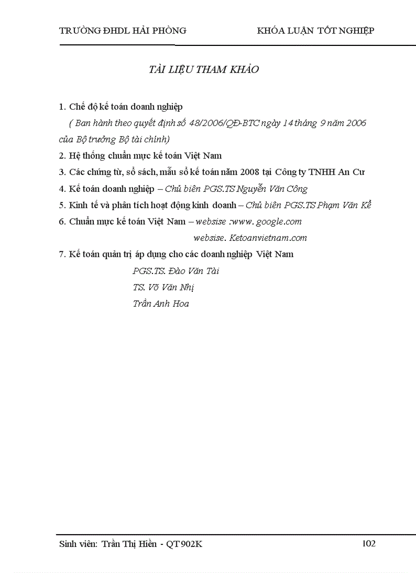 image for page Hoàn thiện tổ chức công tác kế toán doanh thu chi phí và xác định kết quả kinh doanh tại Công ty TNHH An Cư