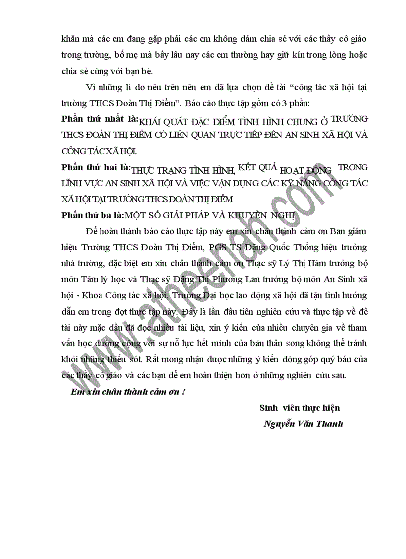 image for page Công tác xã hội tại trường THCS Đoàn Thị Điểm