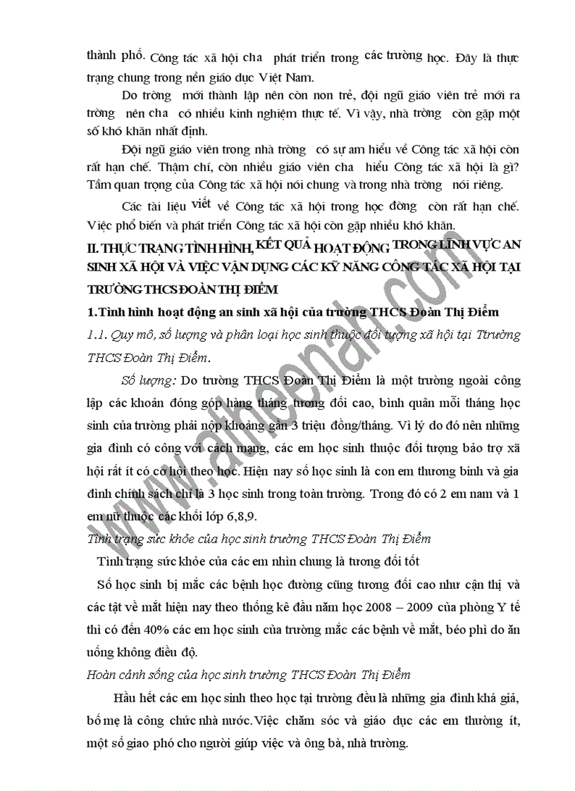 image for page Công tác xã hội tại trường THCS Đoàn Thị Điểm