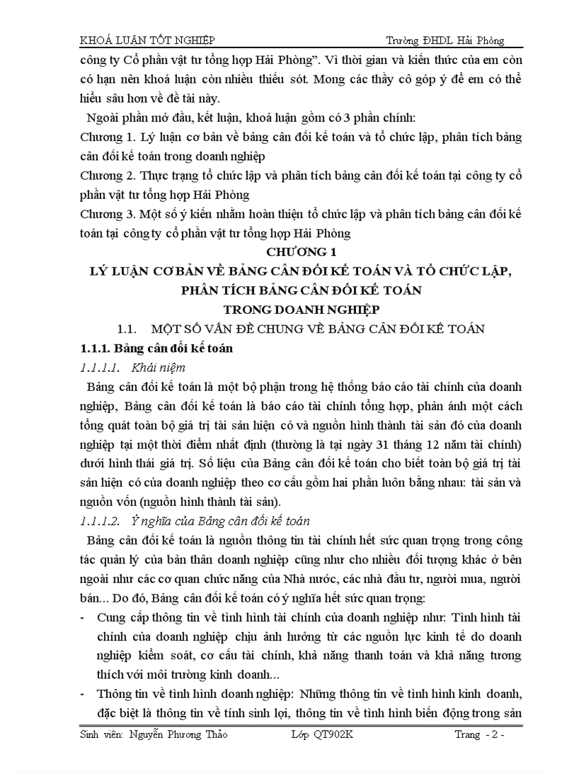 image for page Hoàn thiện tổ chức lập và phân tích Bảng cân đối kế toán tại công ty Cổ phần vật tư tổng hợp Hải Phòng