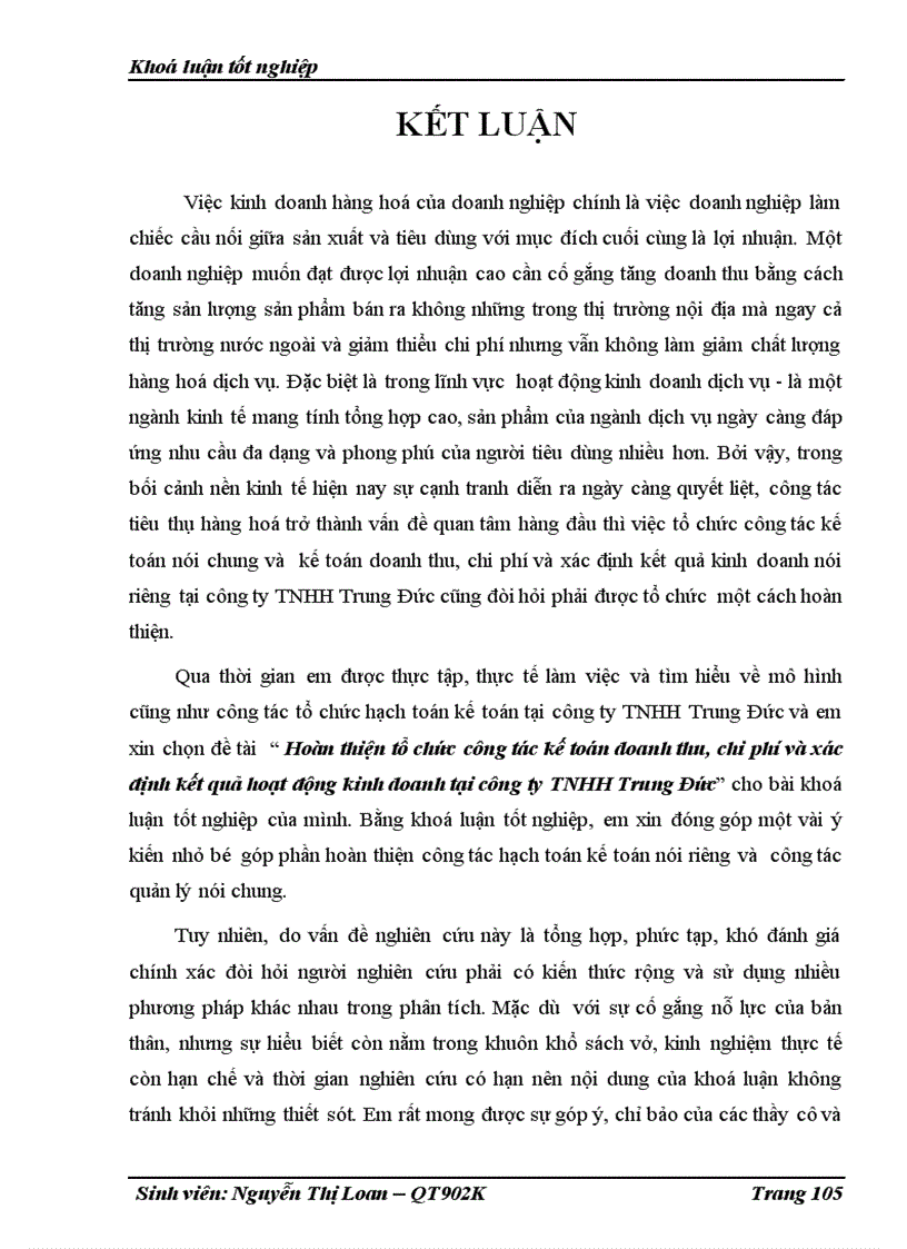 image for page Hoàn thiện công tác tổ chức kế toán doanh thu chi phí và xác định kết quả kinh doanh tại công ty TNHH Trung Đức