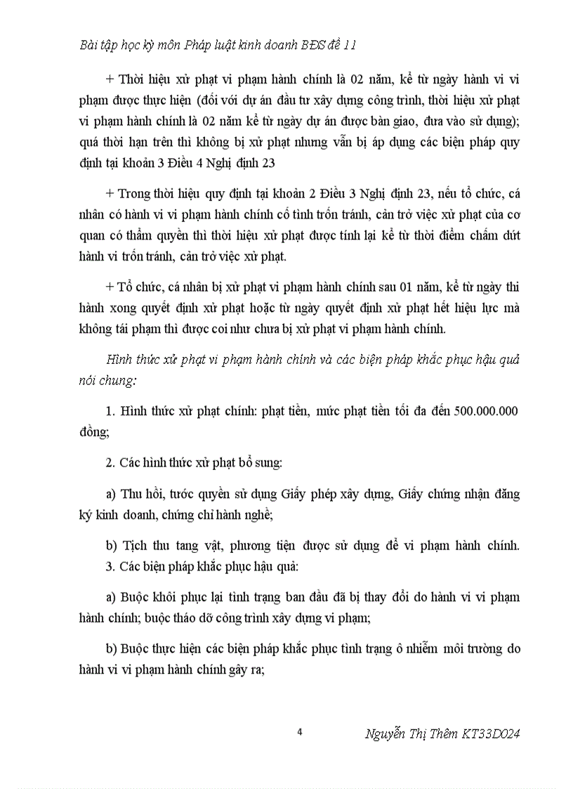 image for page Bài tập học kỳ môn Pháp luật kinh doanh bất động sản đề 11 các giải pháp nhằm nâng cao hiệu quả xử lý vi phạm kinh doanh BĐS