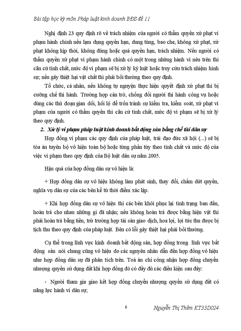 image for page Bài tập học kỳ môn Pháp luật kinh doanh bất động sản đề 11 các giải pháp nhằm nâng cao hiệu quả xử lý vi phạm kinh doanh BĐS