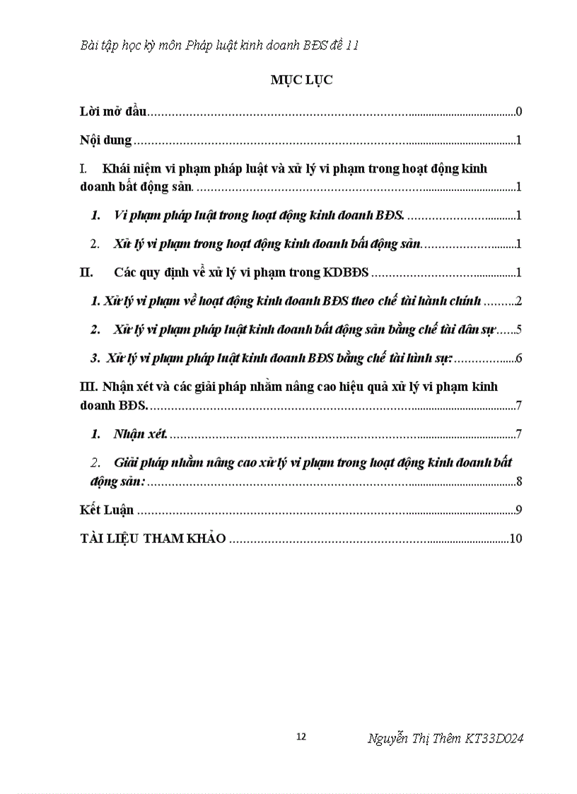 image for page Bài tập học kỳ môn Pháp luật kinh doanh bất động sản đề 11 các giải pháp nhằm nâng cao hiệu quả xử lý vi phạm kinh doanh BĐS