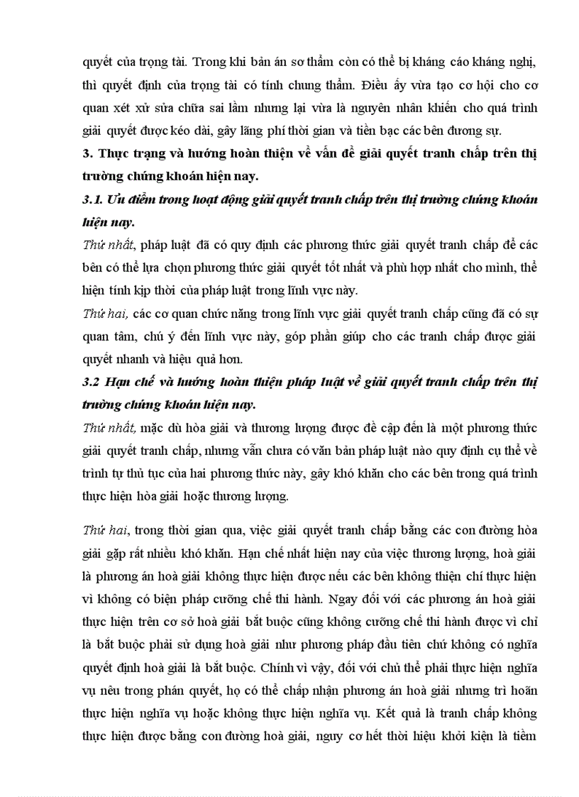 image for page Tìm hiểu thực trạng giải quyết tranh chấp trong lĩnh vực chứng khoán và đưa ra ý kiến pháp lý để hạn chế và giải quyết tranh chấp