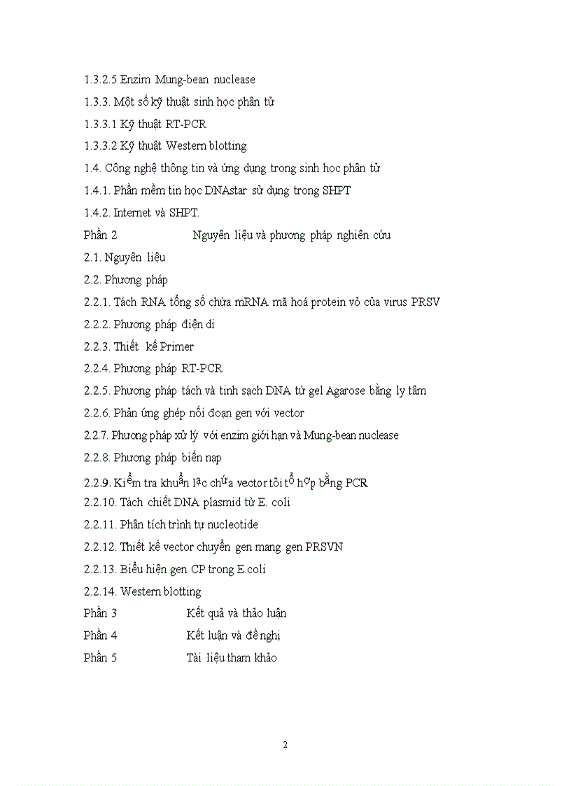 image for page Tách dòng và thiết kế vector chuyển gen của gen mã hoá protein vỏ coat protein từ virus gây bệnh đốm vòng cây đu đủ PRSV ở việt nam