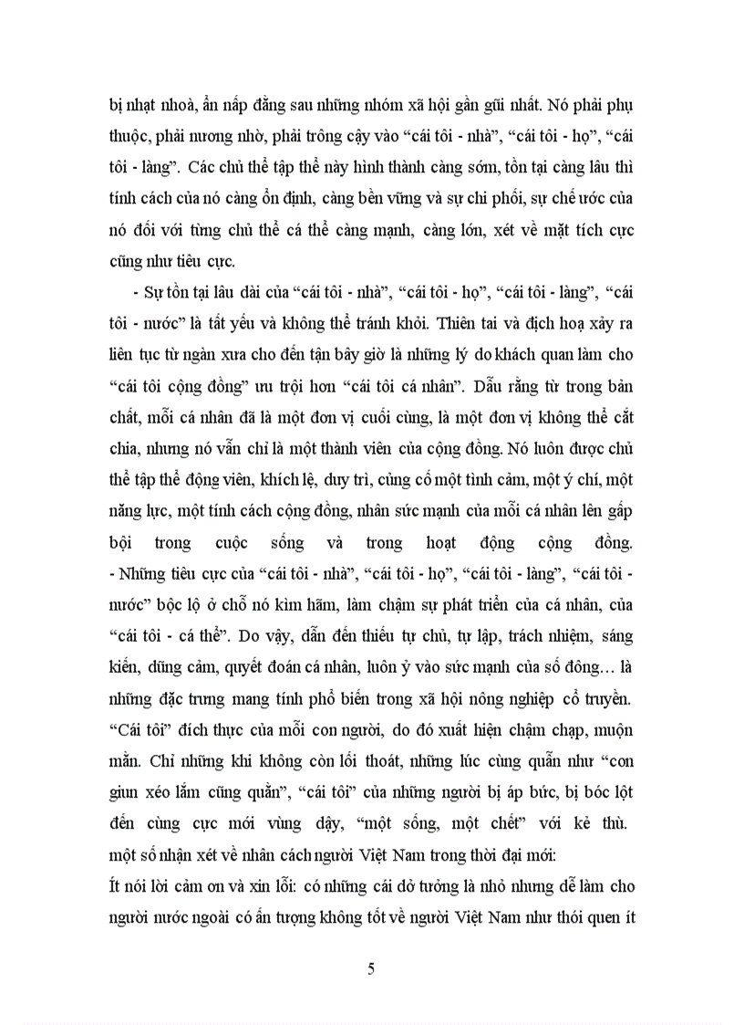 image for page Bài tập học kỳ môn đại cương Cái tôi cái tôi trong nhân cách người Việt