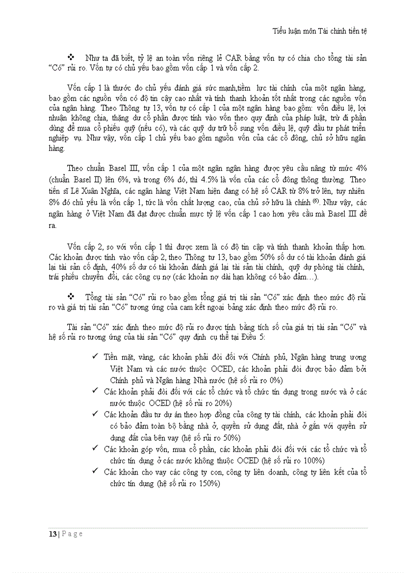 image for page Phân tích một số nội dung chủ yếu của thông tư 13 và thông tư 19 về các quy định đảm bảo an toàn hoạt động của các tổ chức tín dụng ở việt nam