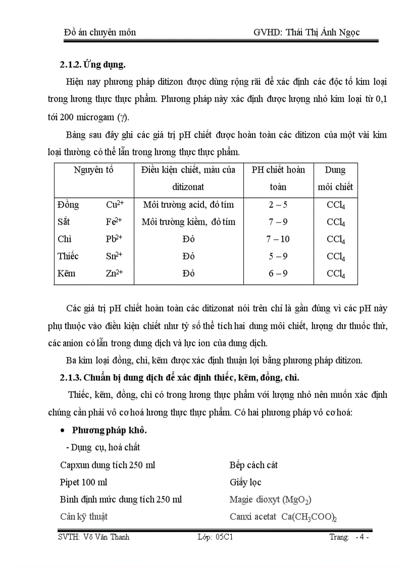 image for page Xác định hàm lượng kim loại nặng có trong thực phẩm