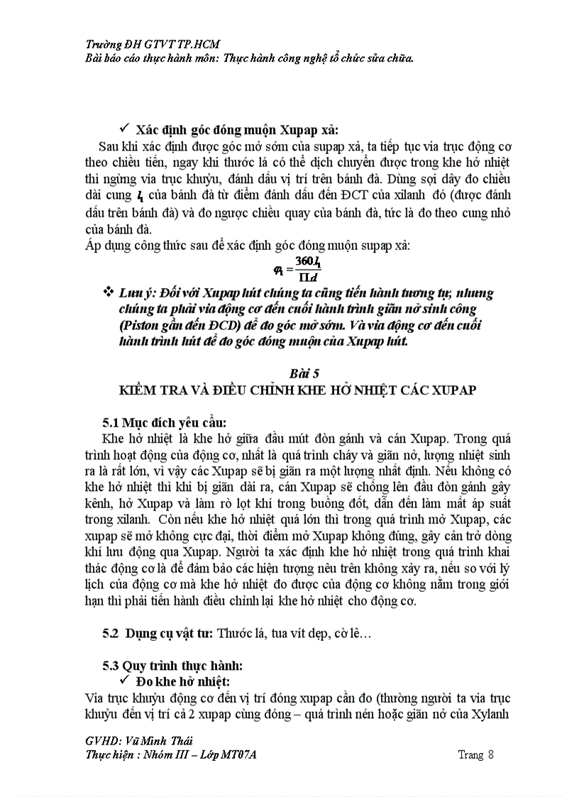 image for page Bài báo cáo thực hành môn Thực hành công nghệ tổ chức sửa chữa