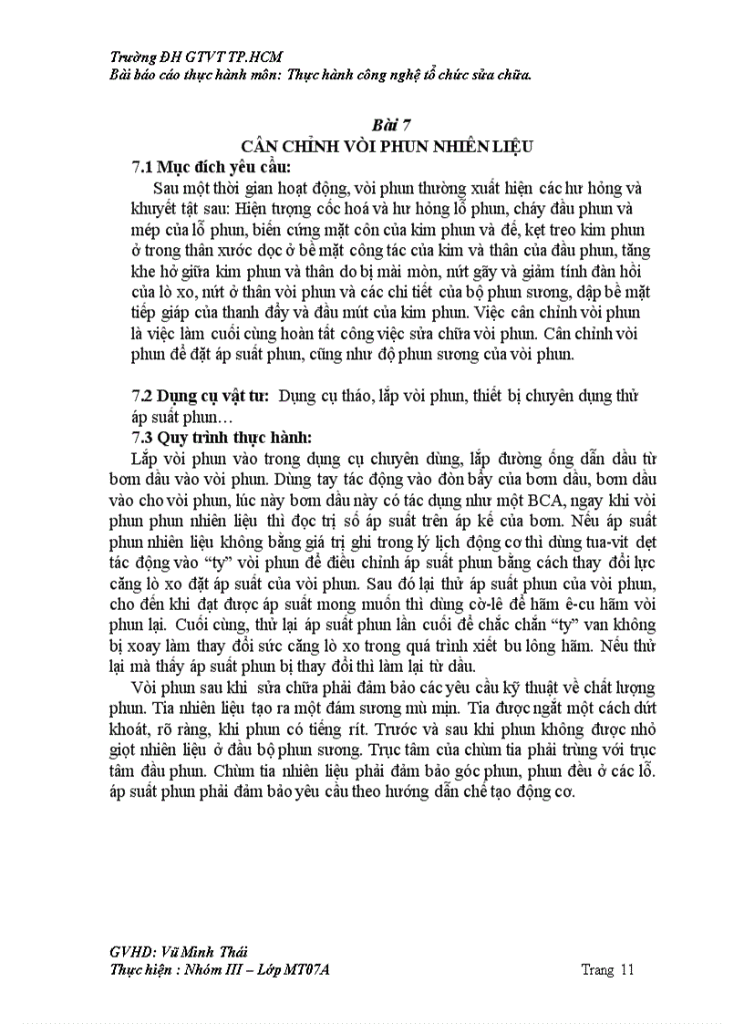 image for page Bài báo cáo thực hành môn Thực hành công nghệ tổ chức sửa chữa