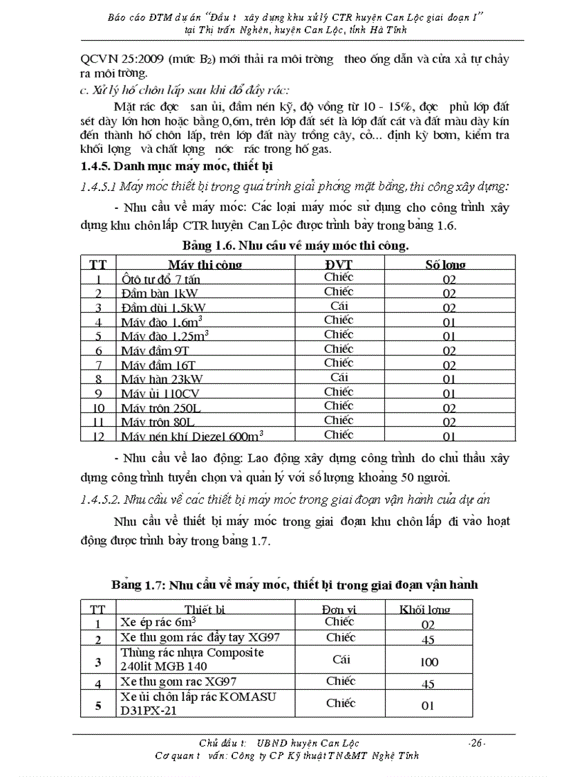 image for page Báo cáo ĐTM dự án Đầu tư xây dựng khu xử lý CTR huyện Can Lộc giai đoạn I tại Thị trấn Nghèn huyện Can Lộc tỉnh Hà Tĩnh
