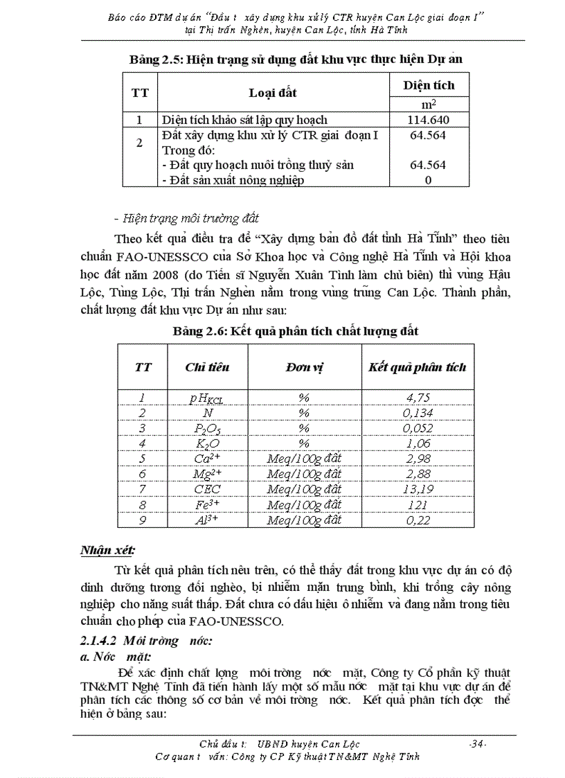 image for page Báo cáo ĐTM dự án Đầu tư xây dựng khu xử lý CTR huyện Can Lộc giai đoạn I tại Thị trấn Nghèn huyện Can Lộc tỉnh Hà Tĩnh