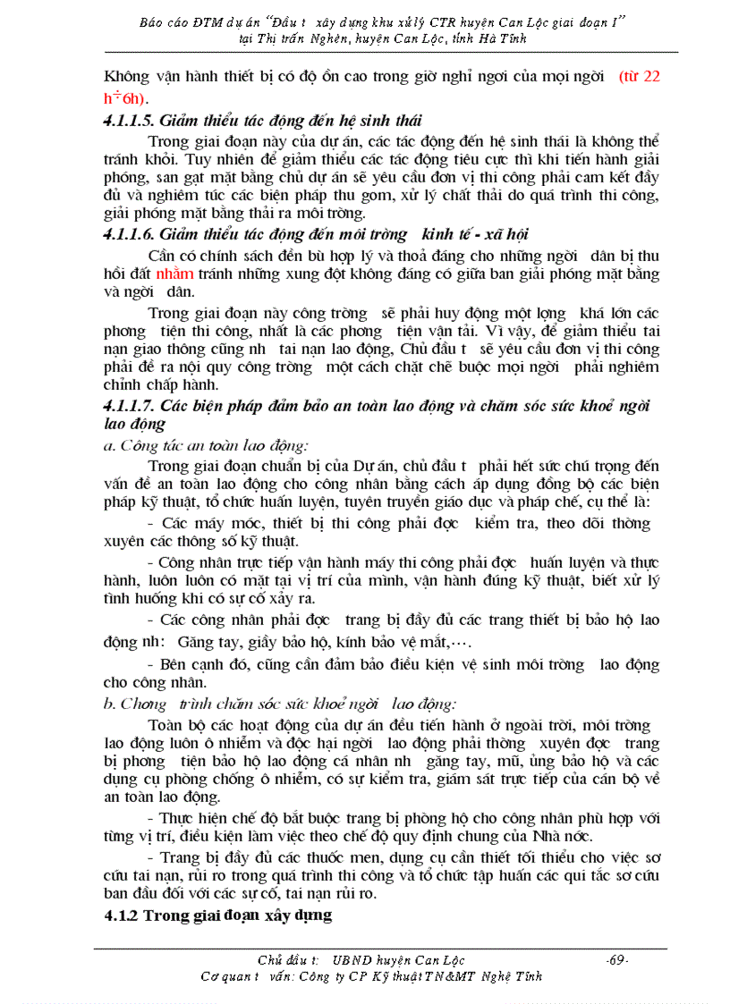 image for page Báo cáo ĐTM dự án Đầu tư xây dựng khu xử lý CTR huyện Can Lộc giai đoạn I tại Thị trấn Nghèn huyện Can Lộc tỉnh Hà Tĩnh