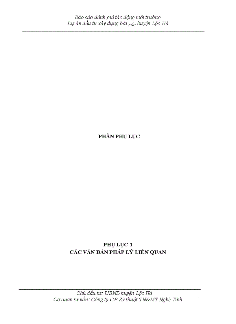 image for page Báo cáo ĐTM dự án Đầu tư xây dựng khu xử lý CTR huyện Can Lộc giai đoạn I tại Thị trấn Nghèn huyện Can Lộc tỉnh Hà Tĩnh