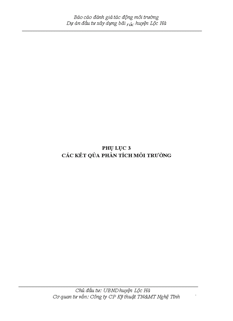 image for page Báo cáo ĐTM dự án Đầu tư xây dựng khu xử lý CTR huyện Can Lộc giai đoạn I tại Thị trấn Nghèn huyện Can Lộc tỉnh Hà Tĩnh