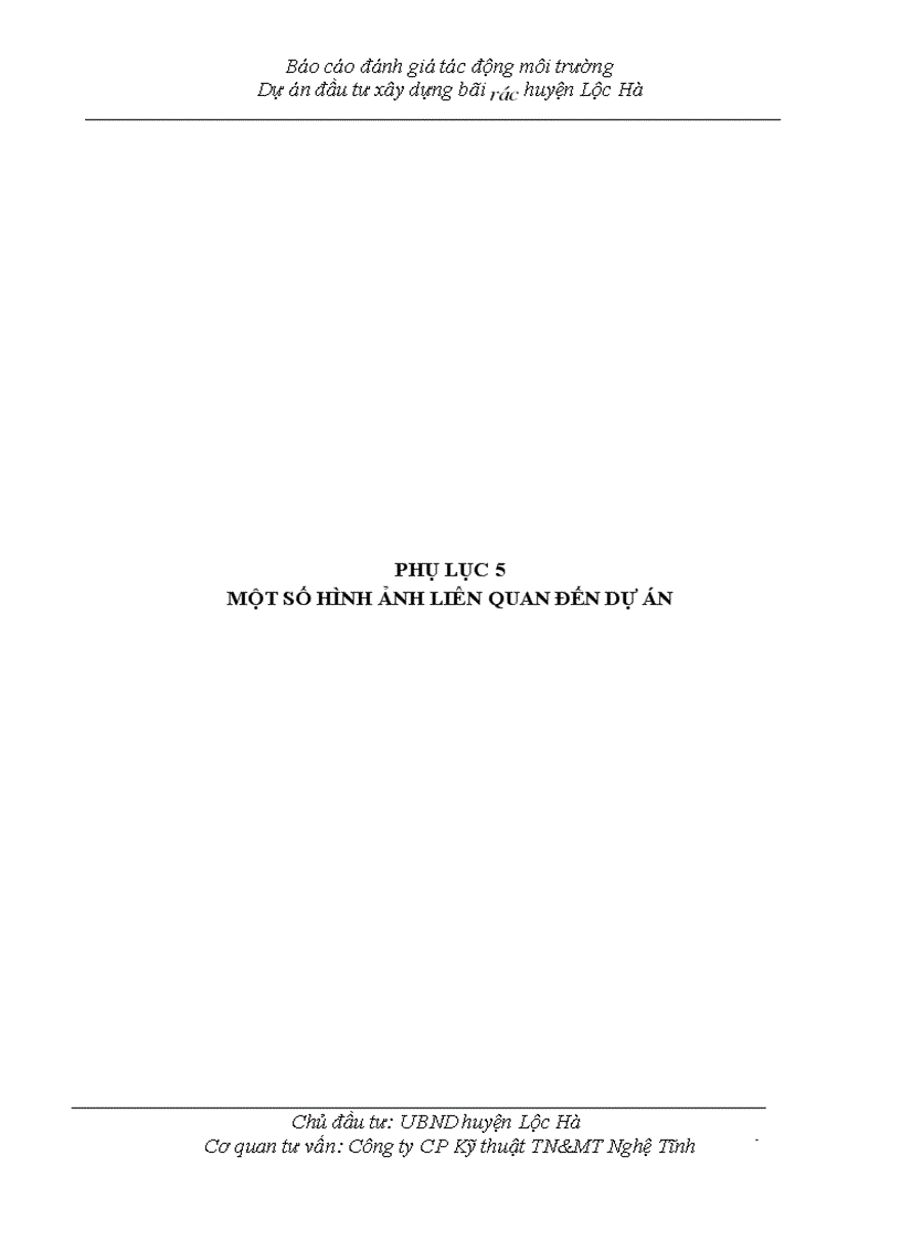 image for page Báo cáo ĐTM dự án Đầu tư xây dựng khu xử lý CTR huyện Can Lộc giai đoạn I tại Thị trấn Nghèn huyện Can Lộc tỉnh Hà Tĩnh
